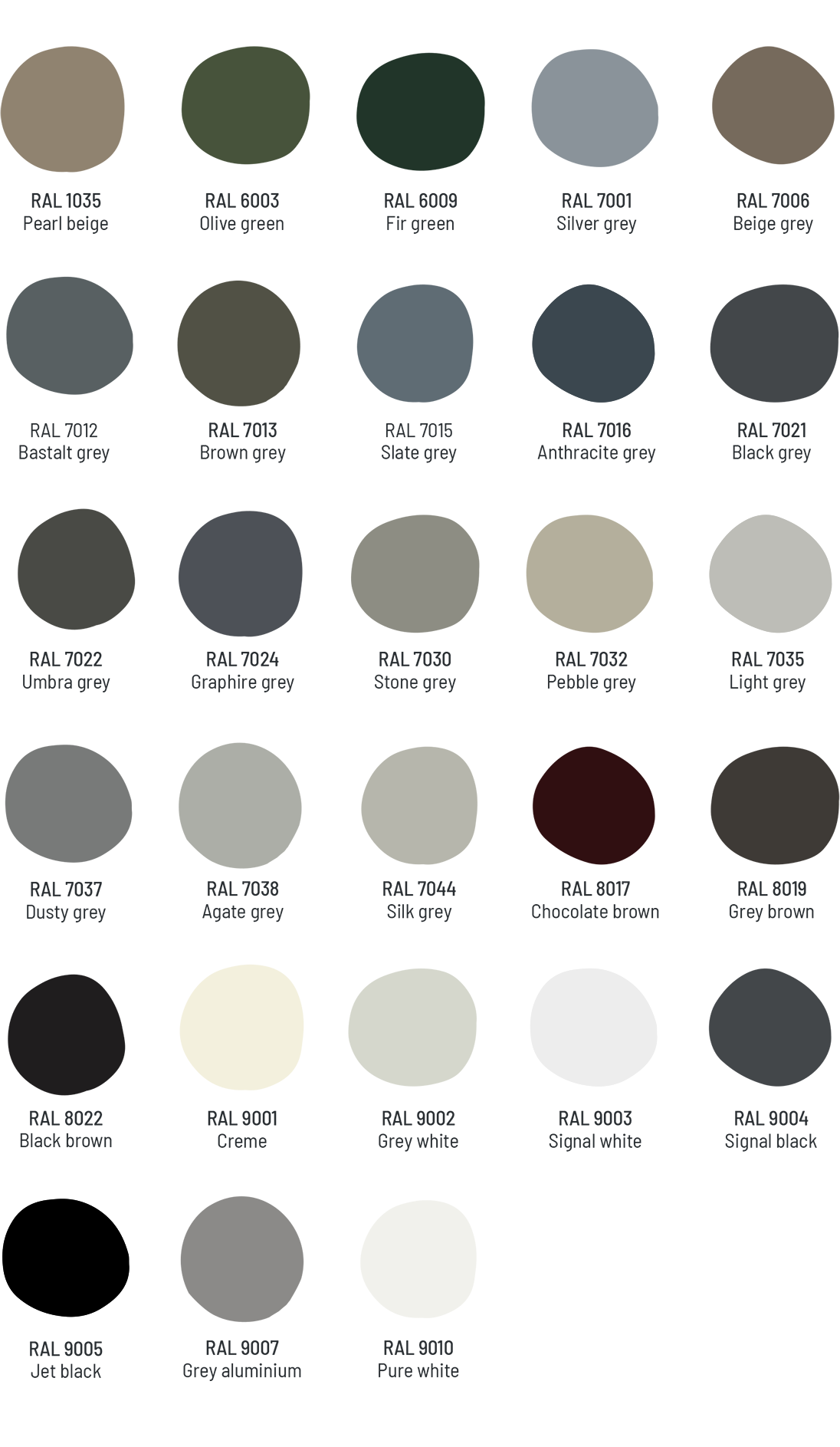 All standard RAL outside color options.png
